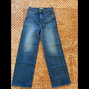 Rivet and thread jeans from Madewell.  High waisted and wide leg.